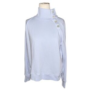 J. Crew Light Blue Wide Button Collar Pullover Sweatshirt in Cloudspun Fleece